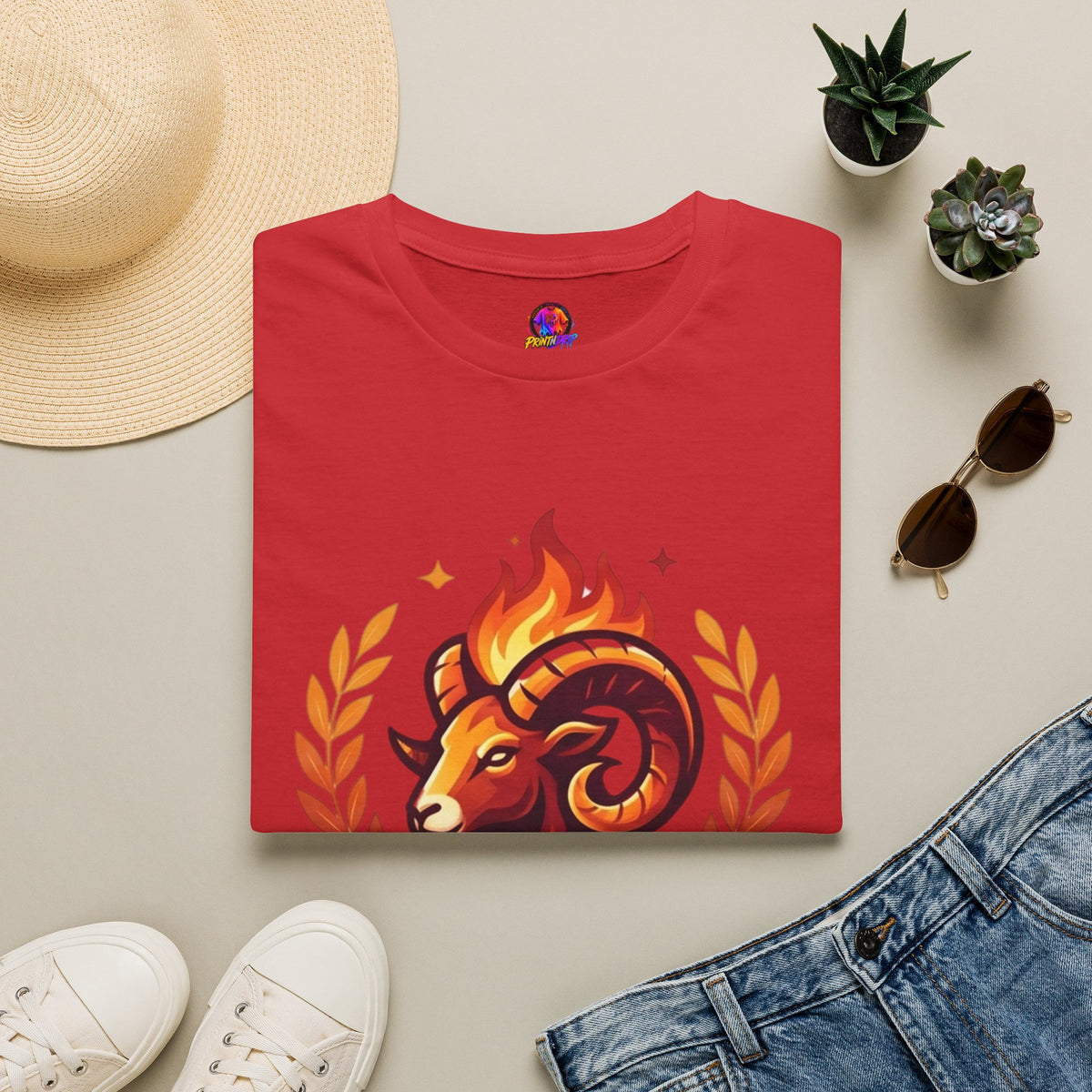 Aries Zodiac T-Shirt — "Born to Lead Not to Follow" Ram Graphic