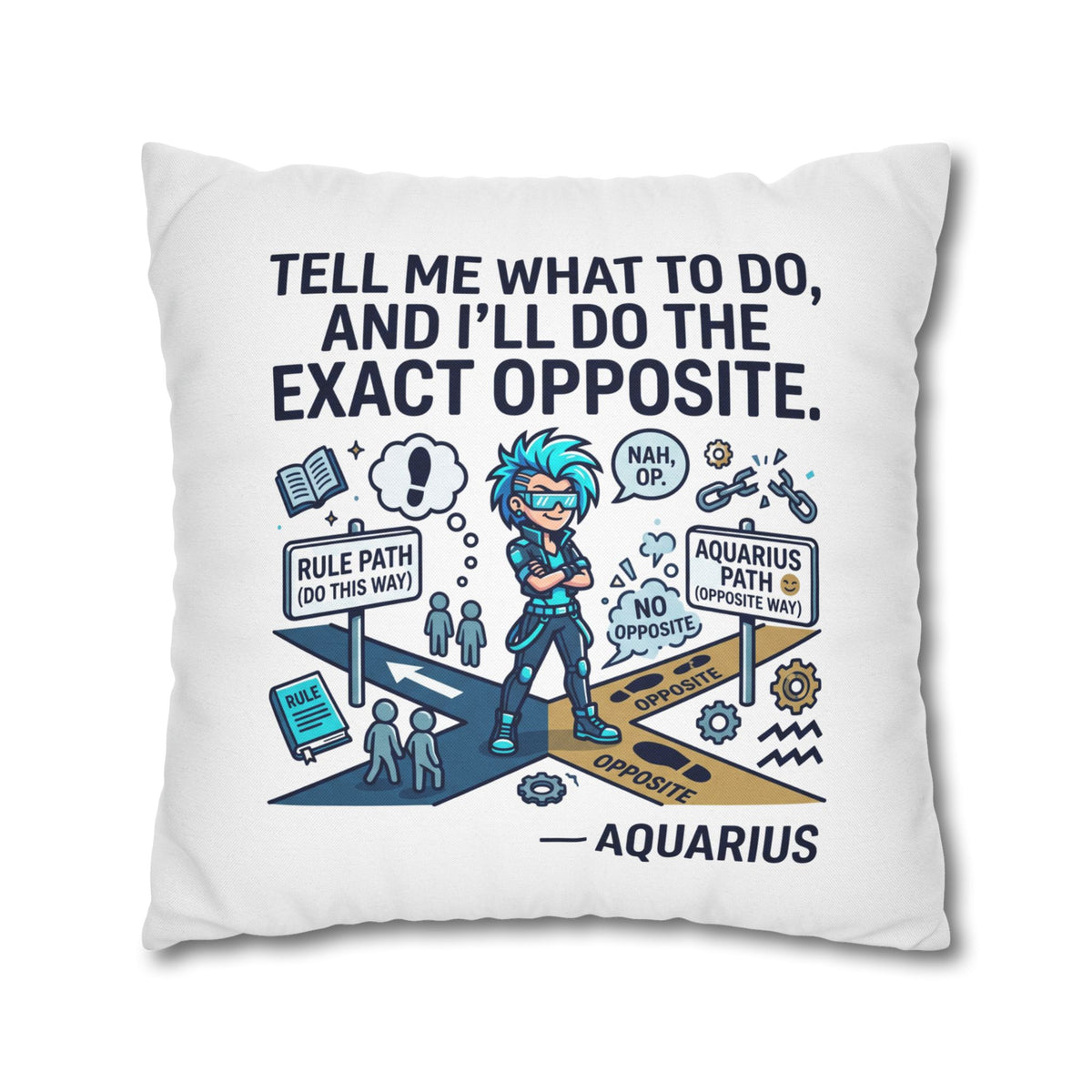 Aquarius Zodiac Spun Polyester Square Pillowcase