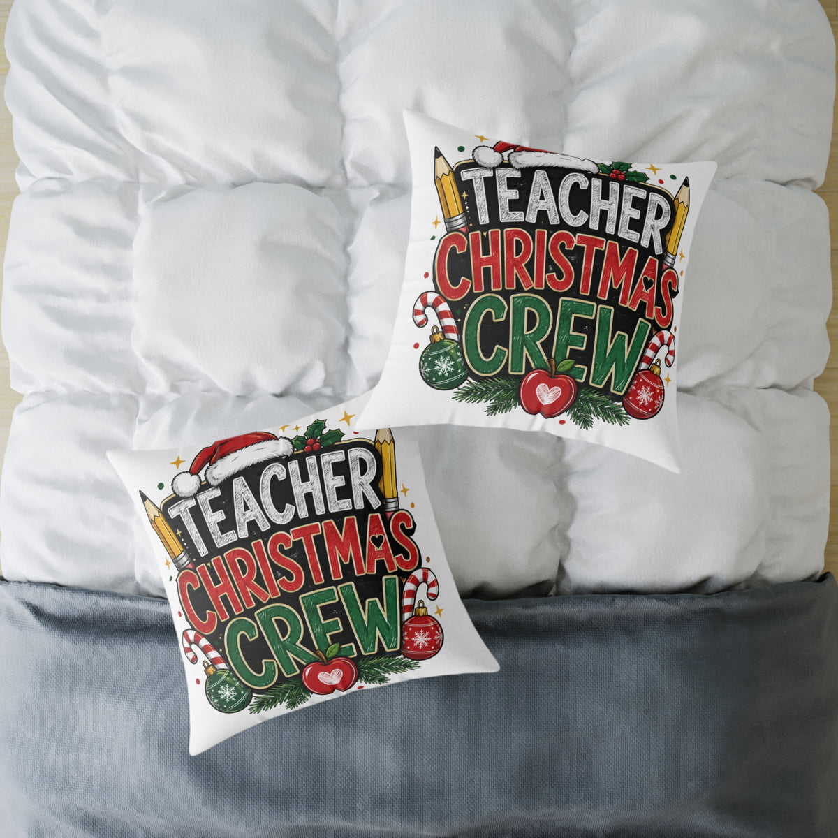 Teacher Christmas Crew Pillow — Holiday Classroom Decorative Throw Pillow