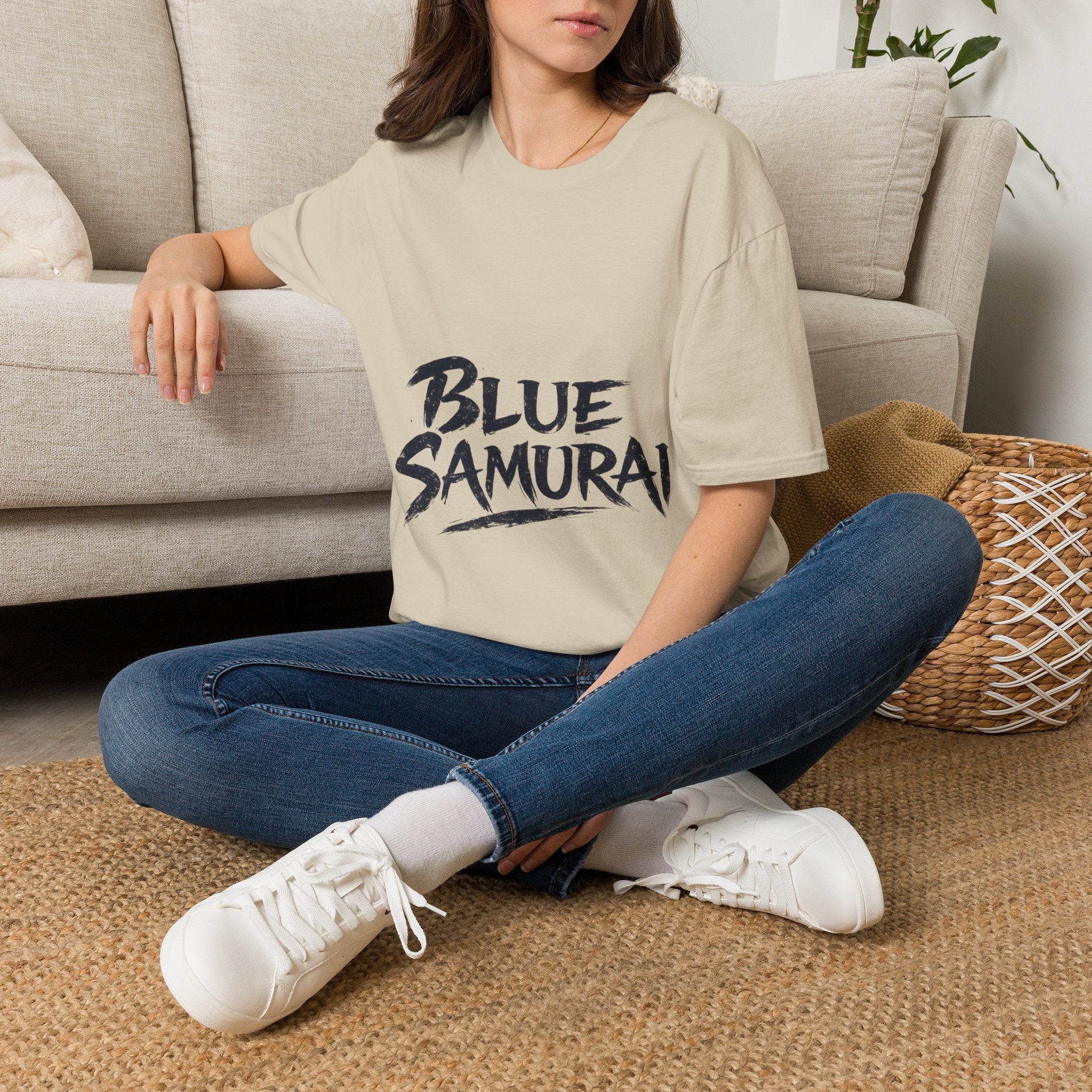 Japan Blue Samurai T-Shirt — Bold Brushstroke Graphic Tee