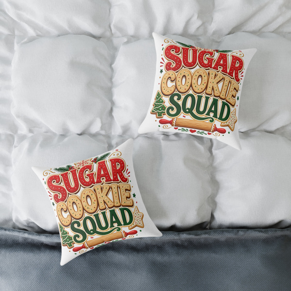 Christmas Sugar Cookie Squad Pillow – Christmas Holiday Decorative Throw Pillow