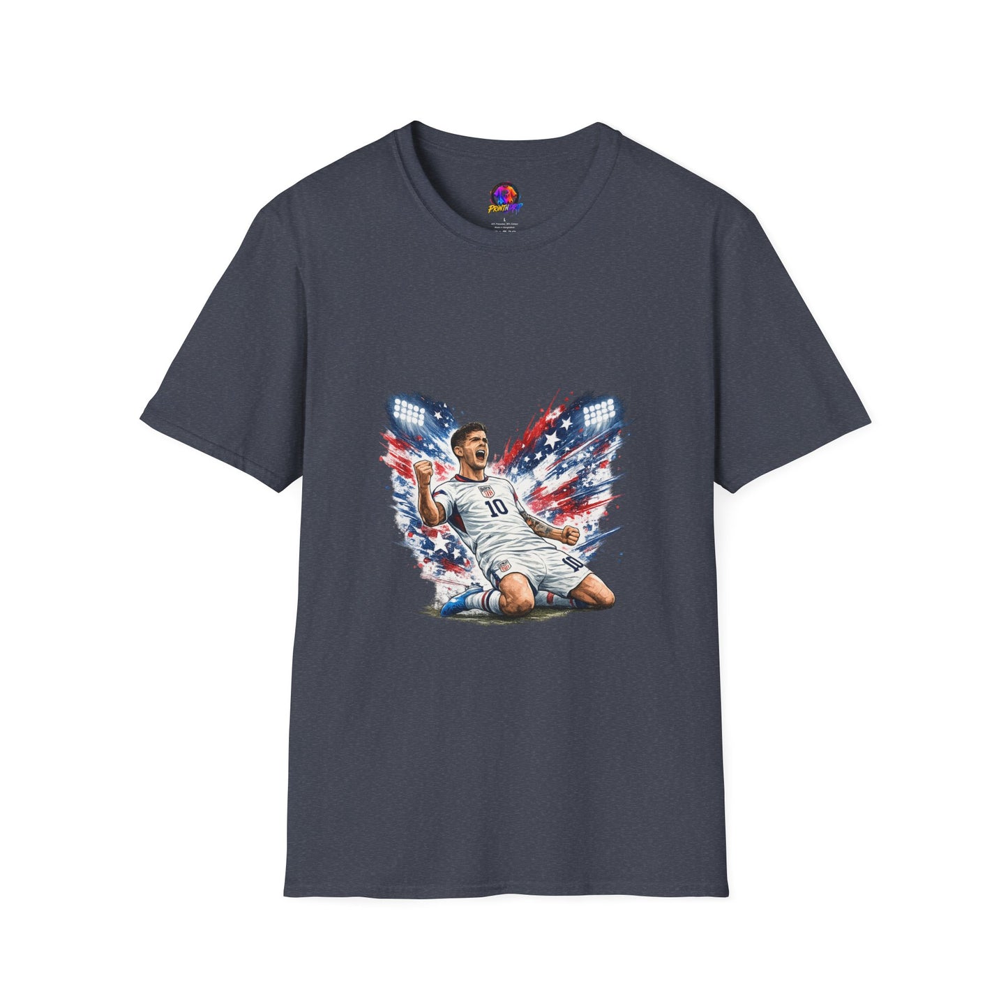 USA Soccer Player Flag T-Shirt — Patriotic Football Fan Tee