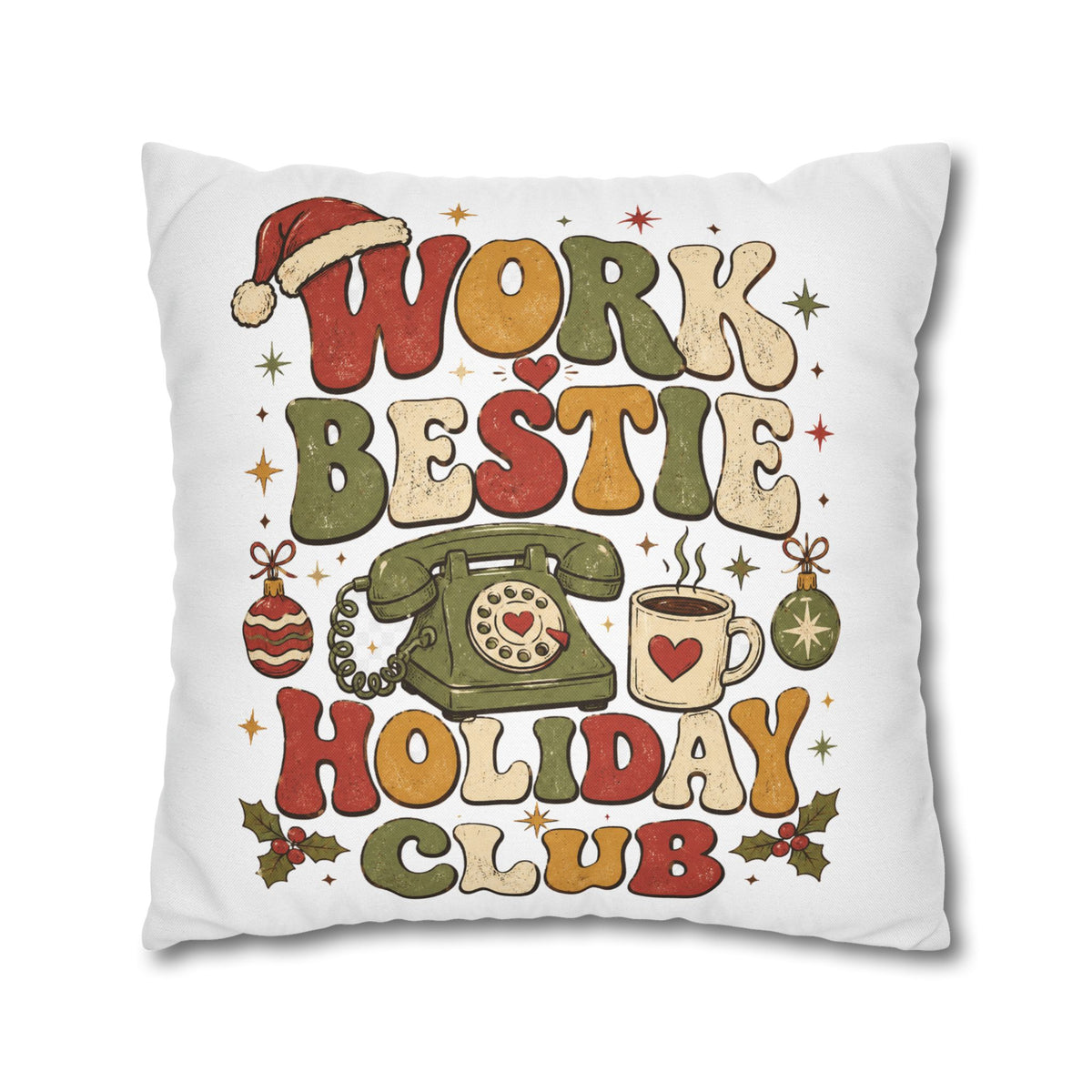Holiday Work Bestie Pillowcase Modern Day Christmas  — Festive Office Friend Decorative Pillow Cover