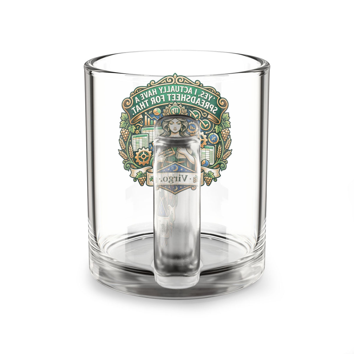 Virgo Glass Mug — “Yes, I Actually Have a Spreadsheet for That” 10oz