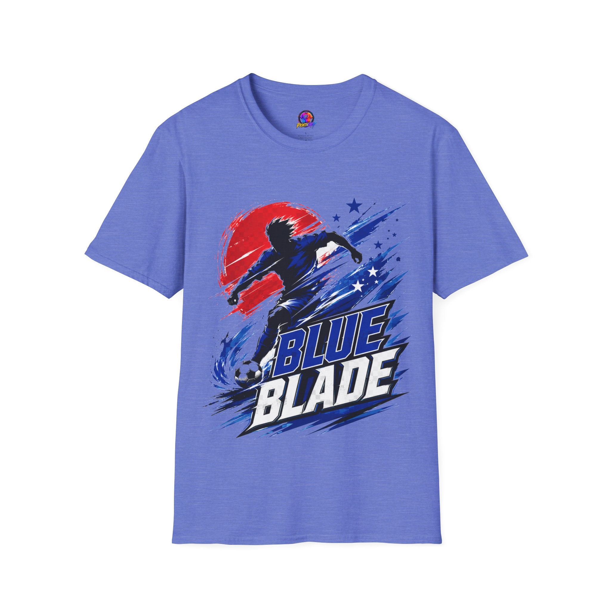 Japan T-Shirt — Blue Blade Soccer Graphic Tee (Red & Blue Starburst)