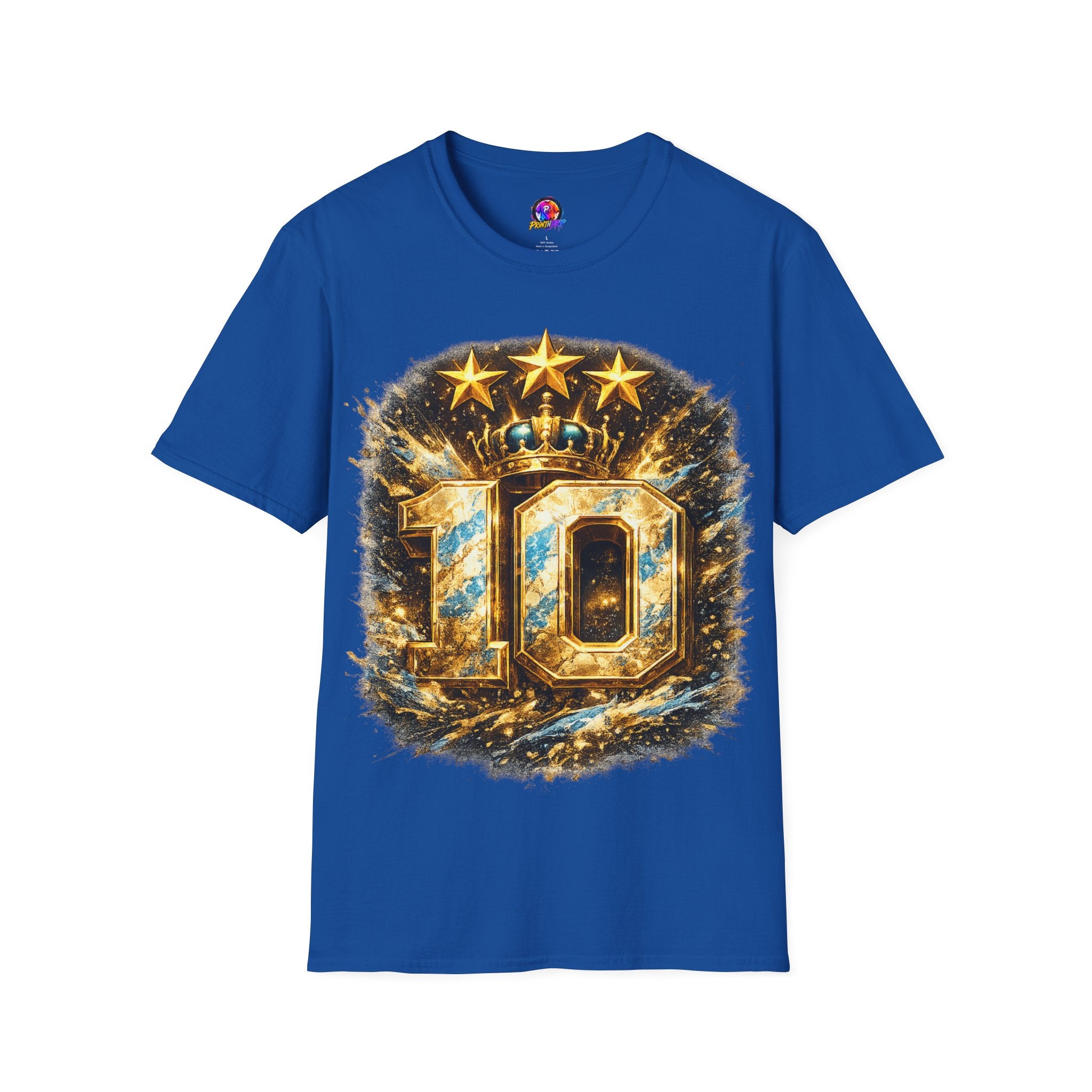 Argentina, MESSI #10 T-Shirt — Gold Crown '10' Victory Graphic Tee