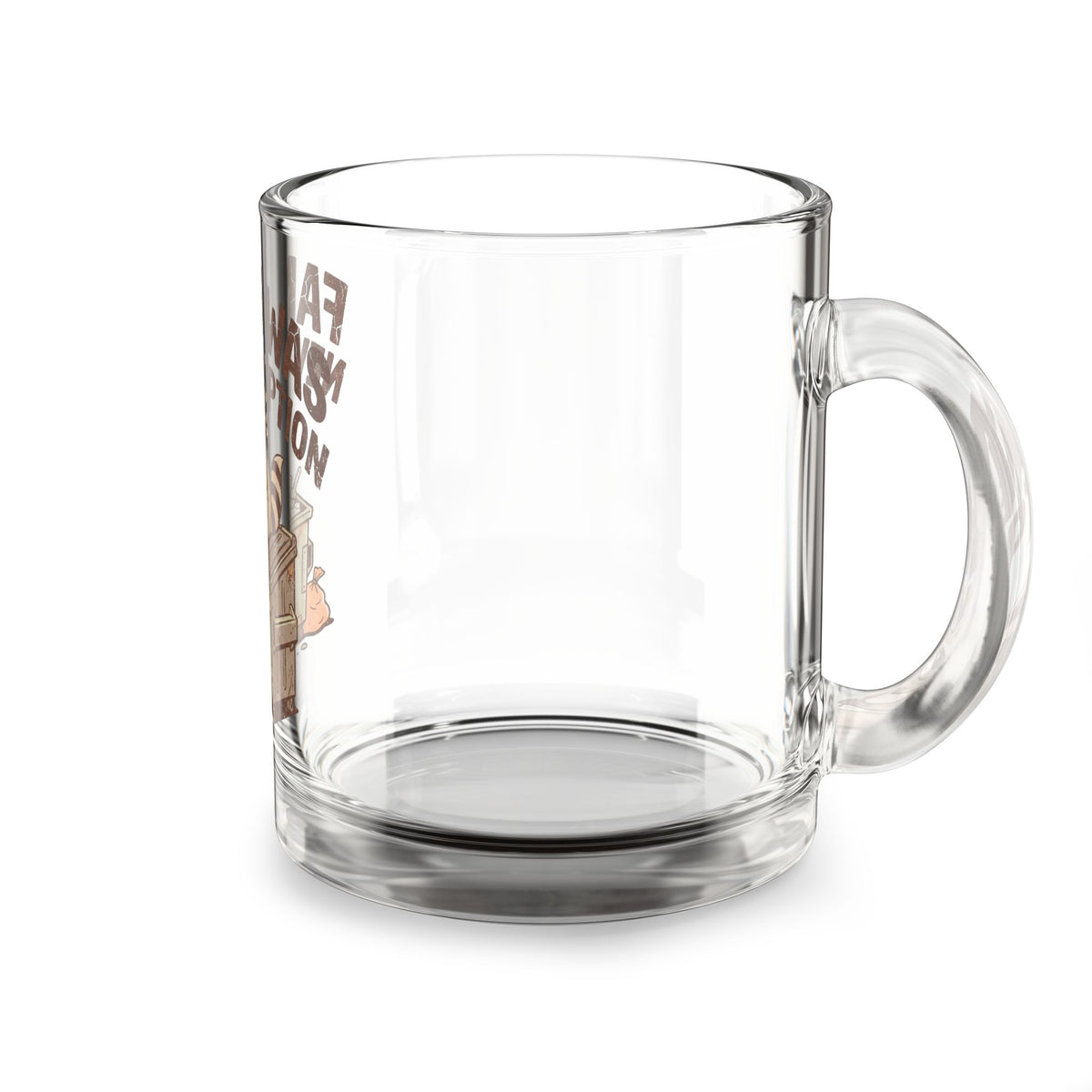 Glass Mug — "Famine Was Never An Option" Raccoon Dumpster Coffee Mug, Funny Cute Gift