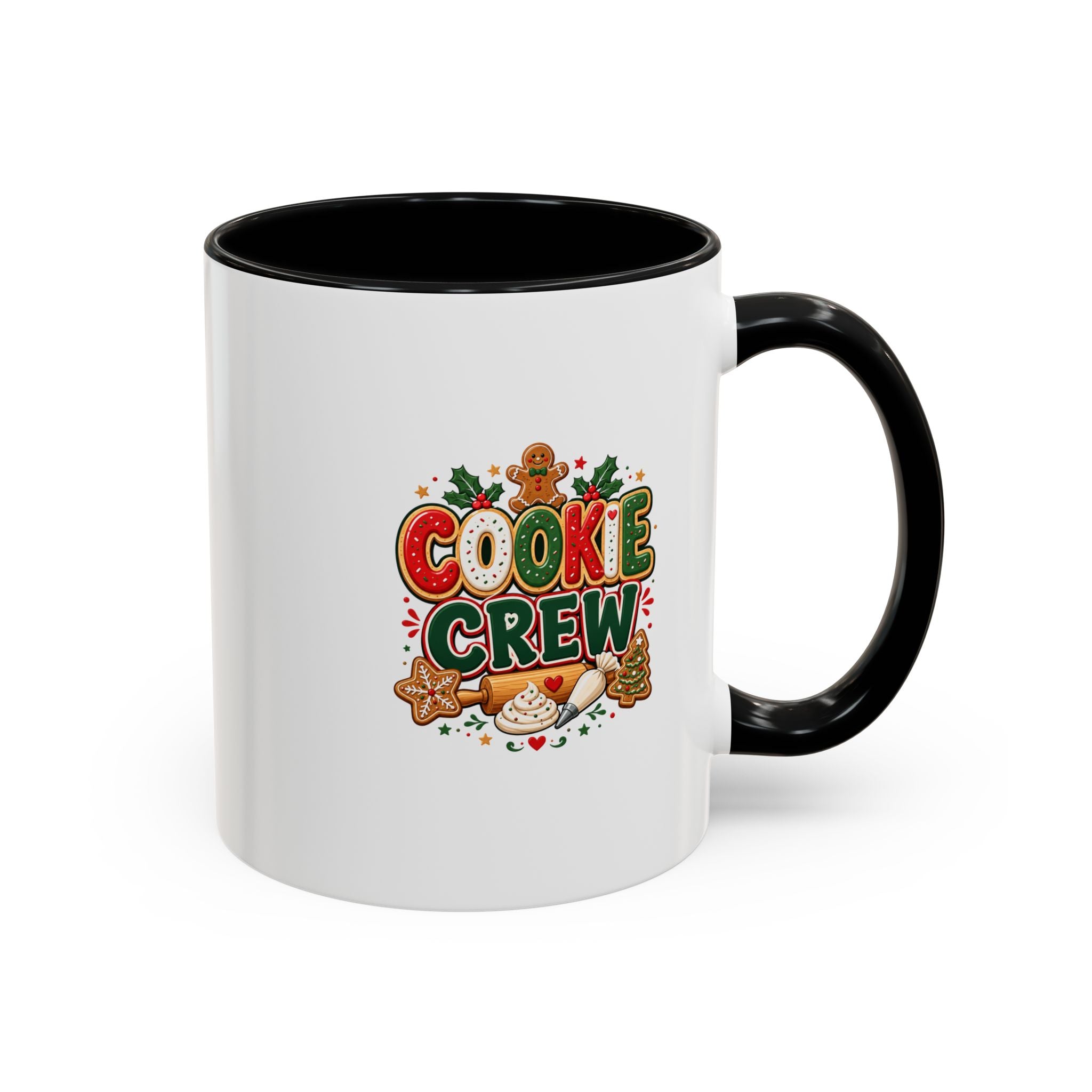 Cookie Crew Accent Coffee Mug — Holiday Gingerbread Christmas Coffee Cup