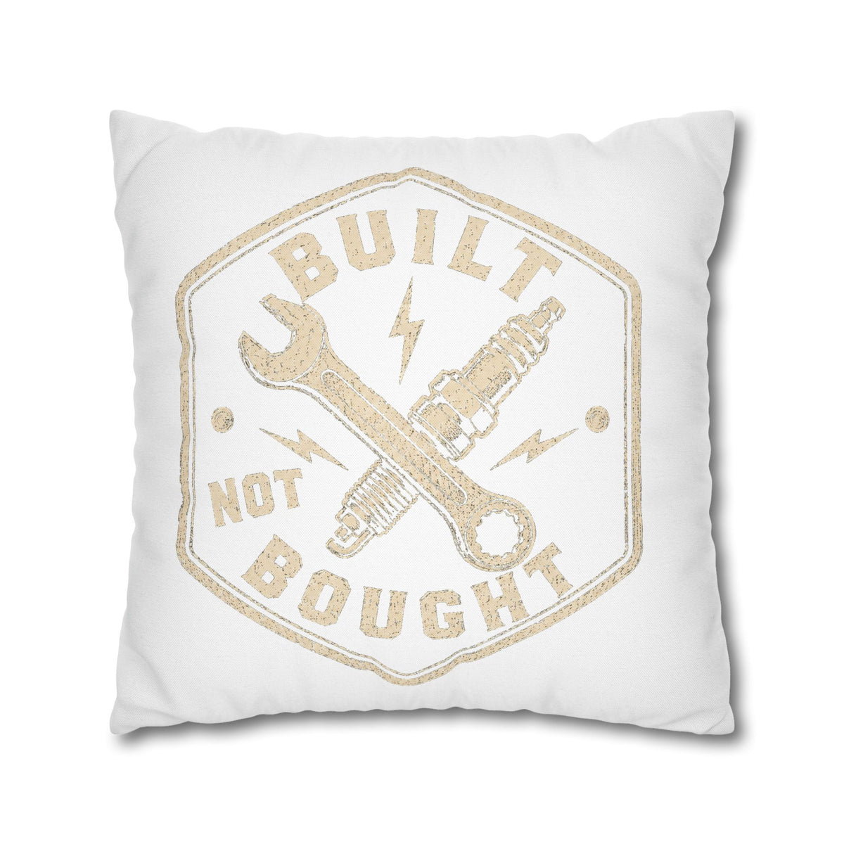 Built Not Bought Decorative Pillowcase –Milo Bailey Dog Dad Mom  Mechanic Wrench & Spark Plug Accent Cushion Cover