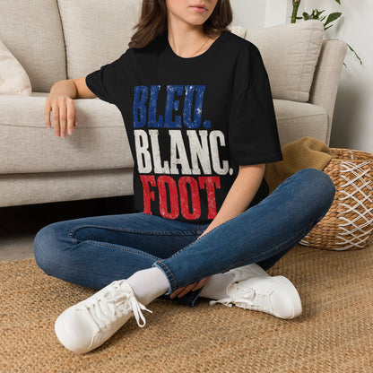 France T-Shirt — Bleu Blanc Foot Vintage French Flag Soccer Graphic Tee