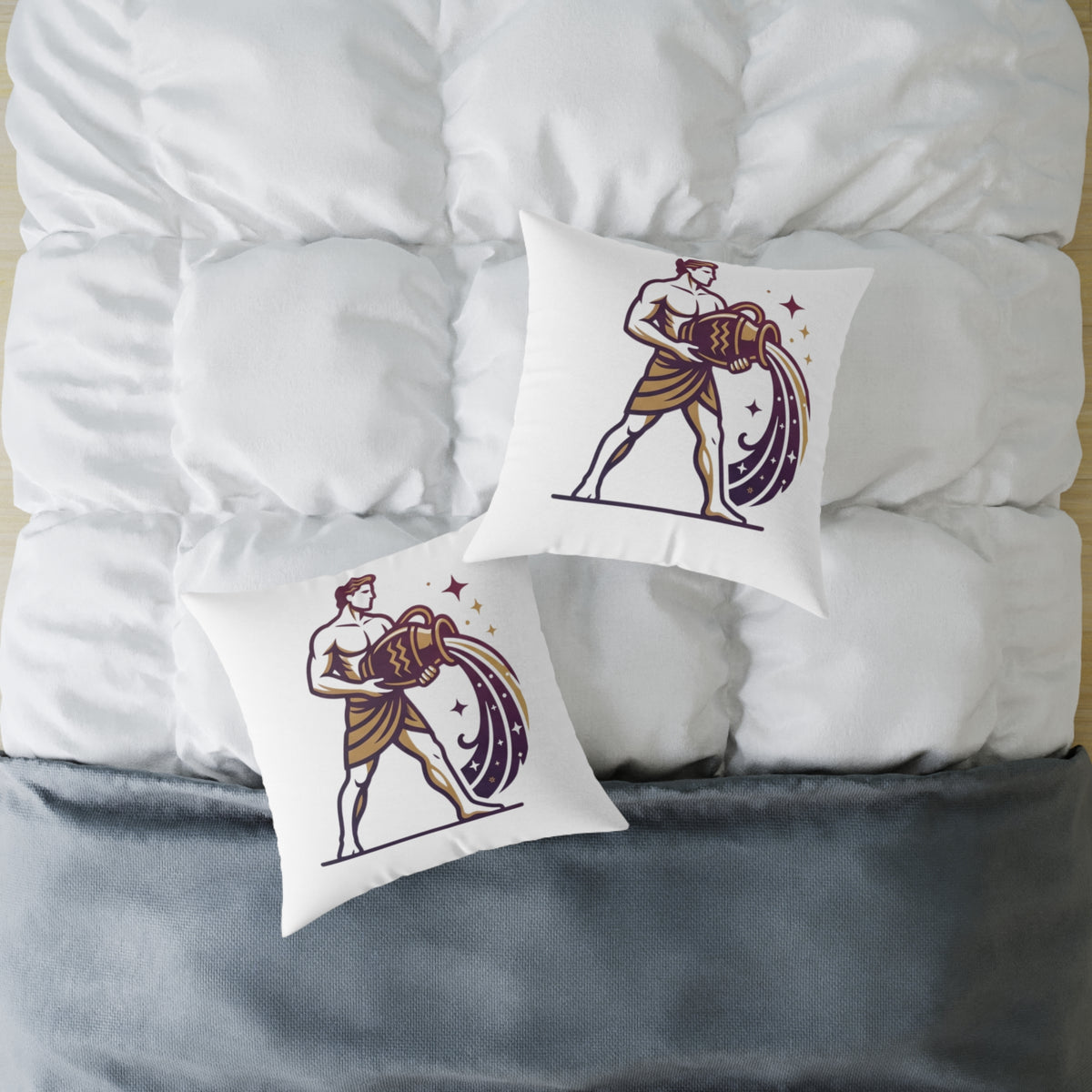 Aquarius Zodiac Pillow — Water Bearer Horoscope Accent Cushion