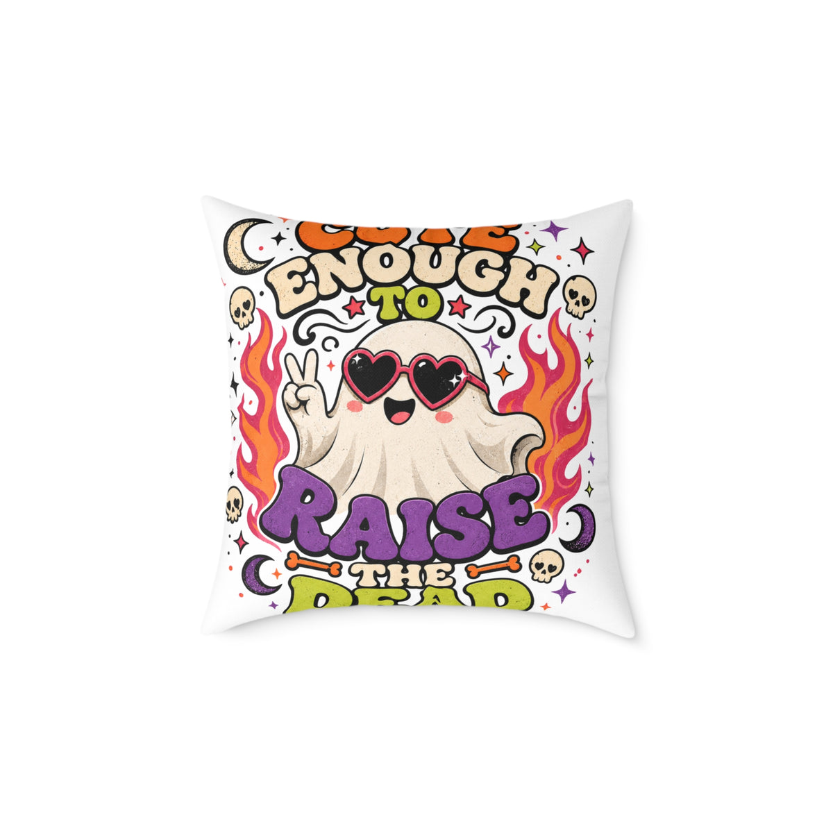 Halloween Pillow — 'Enough to Raise the Dead' Retro Ghost Decorative Throw Pillow