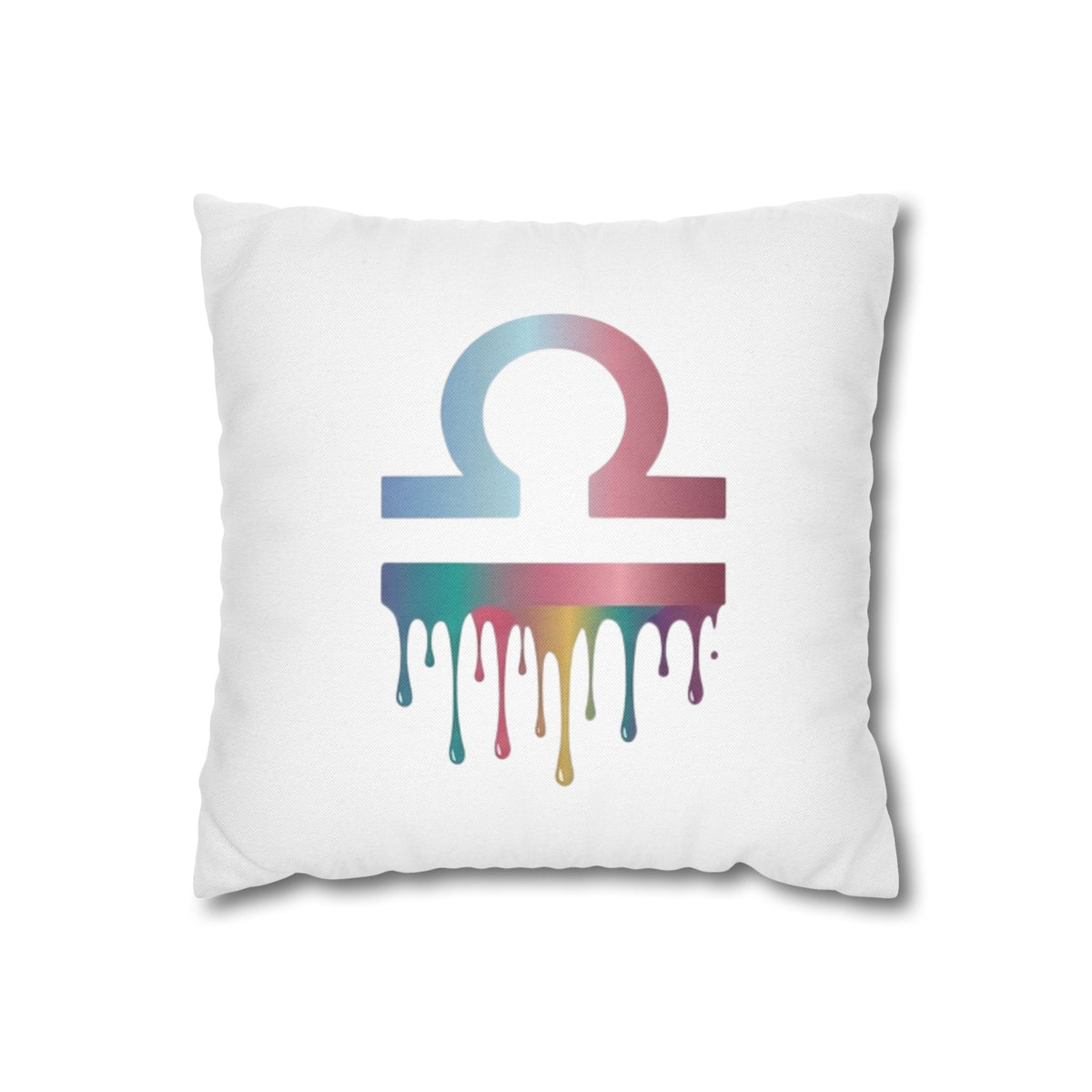 Libra Zodiac Drip Pillowcase — Colorful Astrology Square Throw Pillow