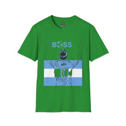 Soccer Boss T‑Shirt — 'BOSS' Striped Football Player Graphic Tee