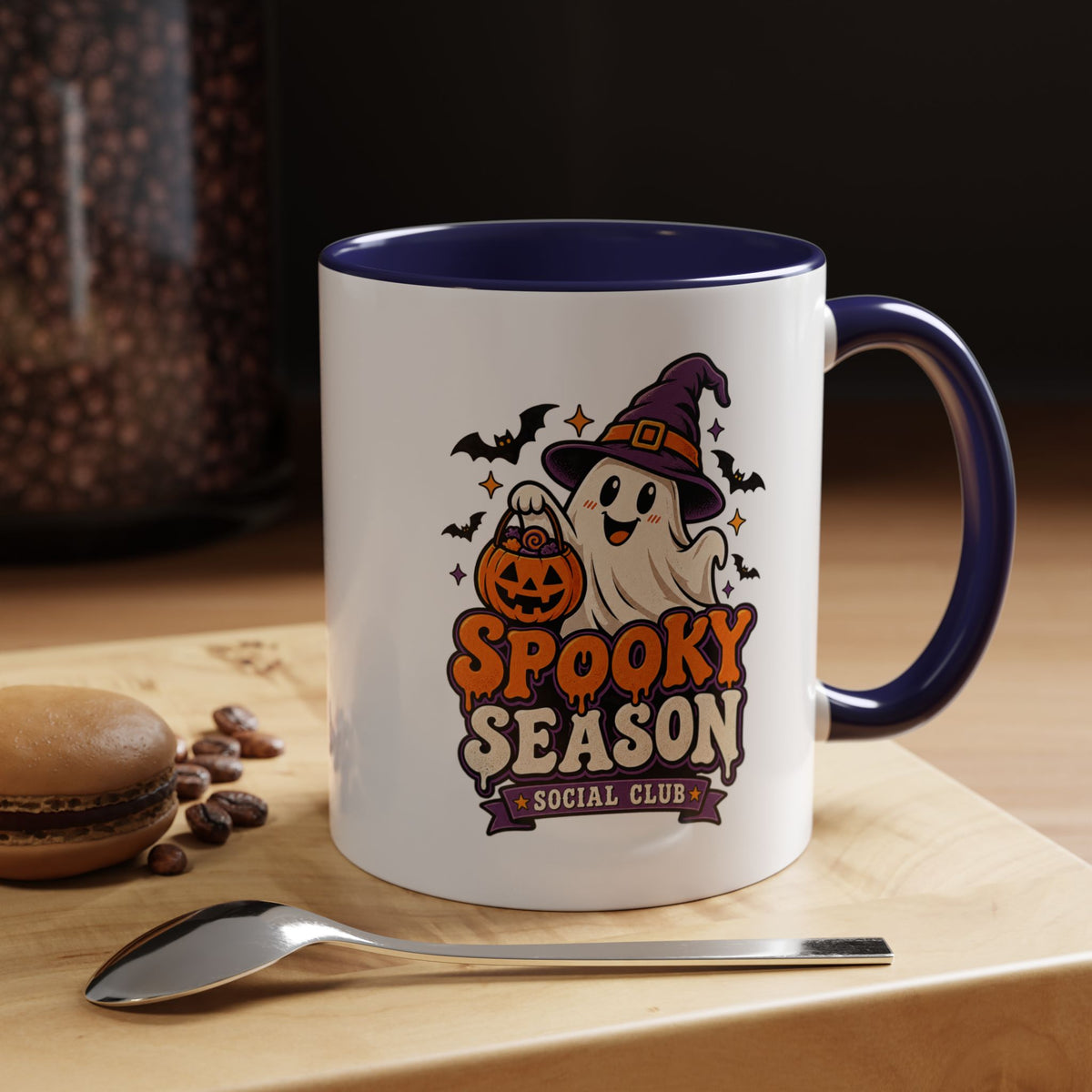 Spooky Season Coffee Mug — Cute Ghost Halloween Accent Mug (11/15oz)