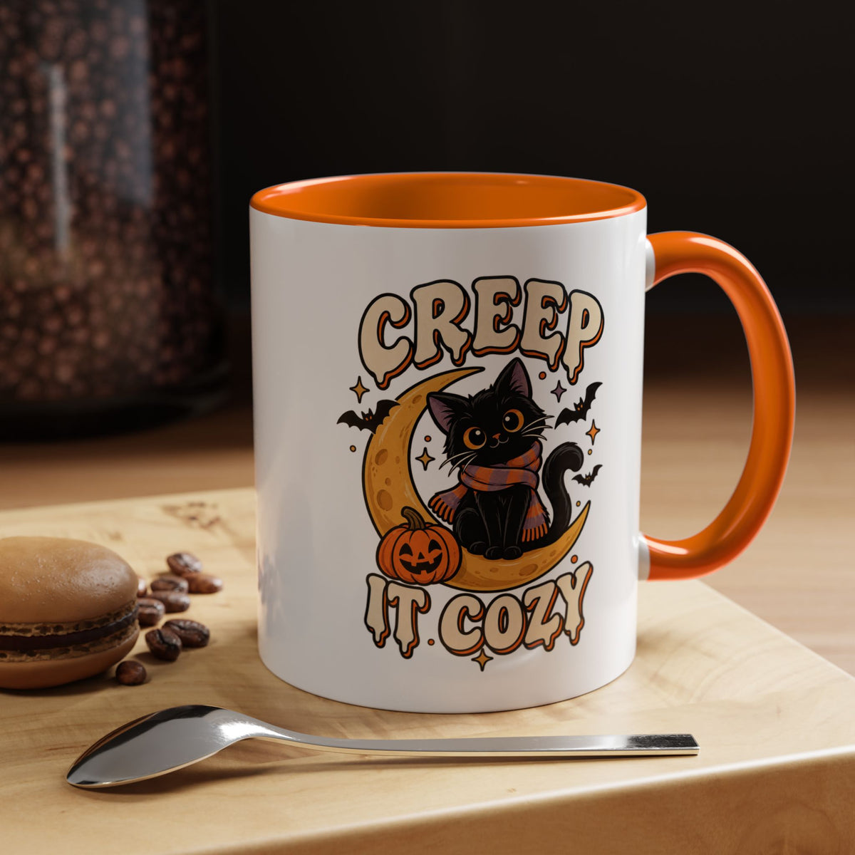 Creepy It Cozy Black Cat Halloween Accent Coffee Mug (11/15oz)