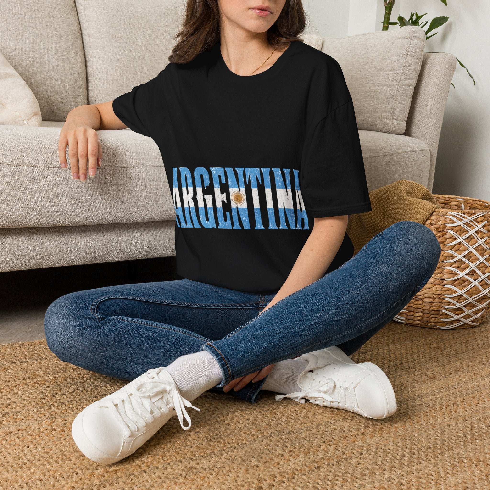 Argentina Beach Vibes T-Shirt — Distressed Blue "ARGENTINA" Graphic