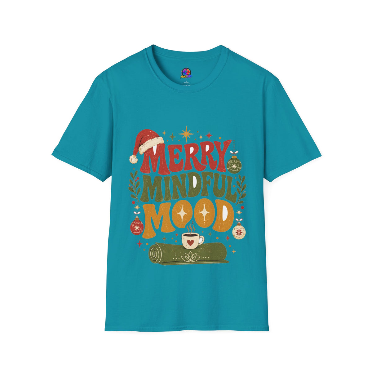 Merry Mindful Mood T-Shirt — Cozy Holiday Christmas Graphic Tee