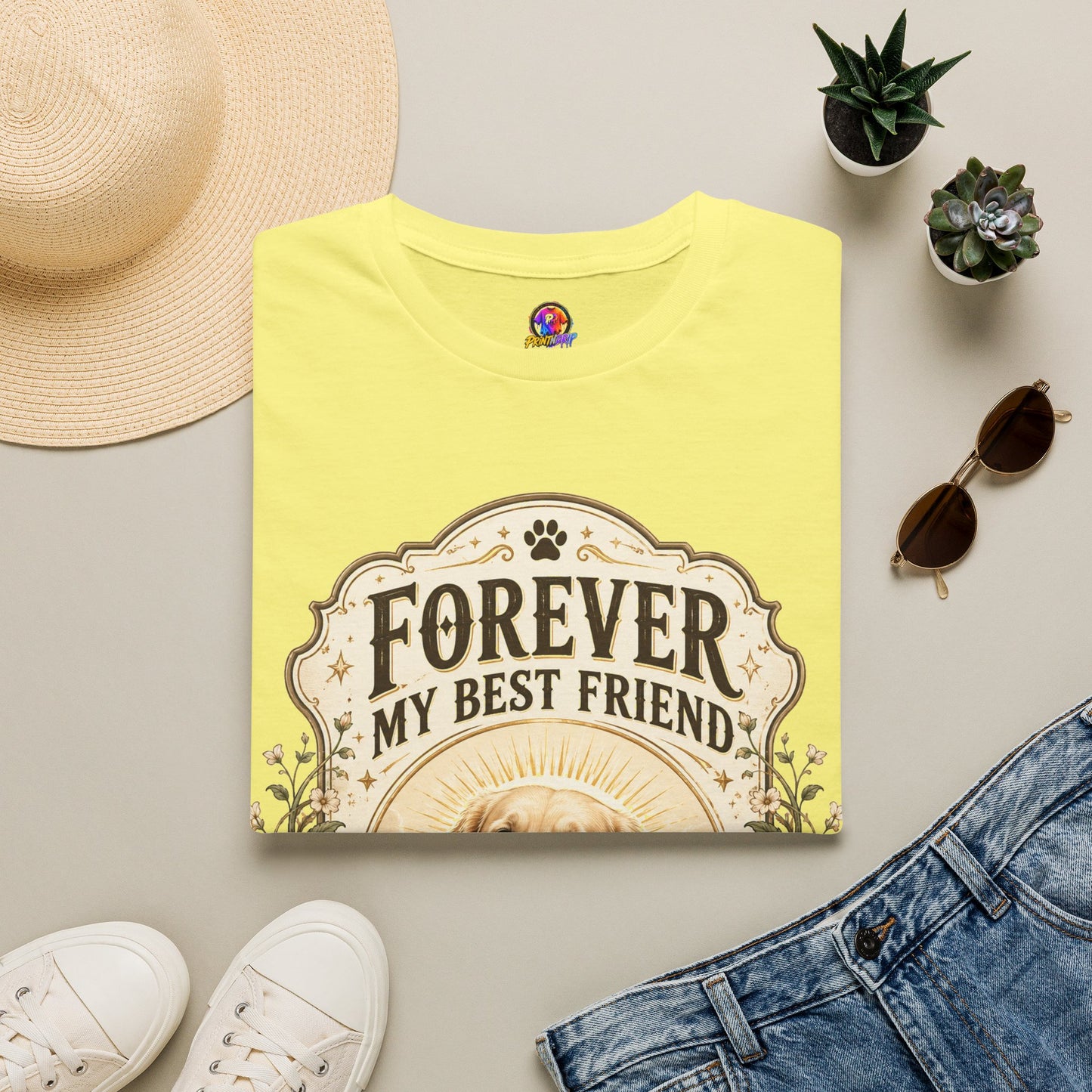 Dog Memorial T-Shirt — "Forever My Best Friend" Personalized Pet Tribute Tee