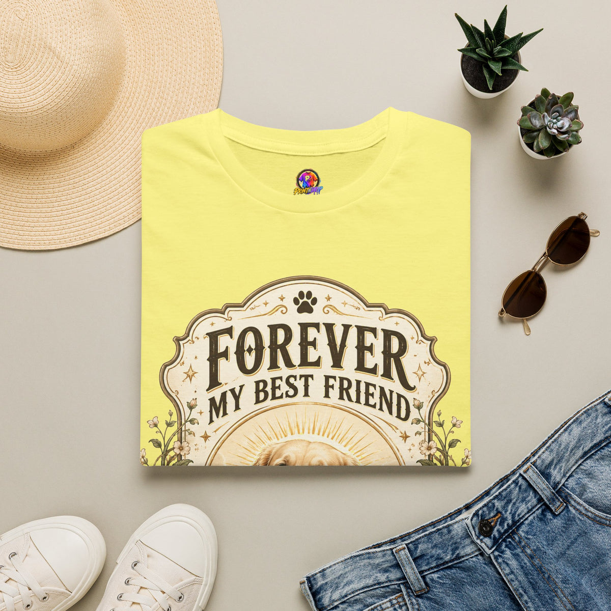 Dog Memorial T-Shirt — "Forever My Best Friend" Personalized Pet Tribute Tee