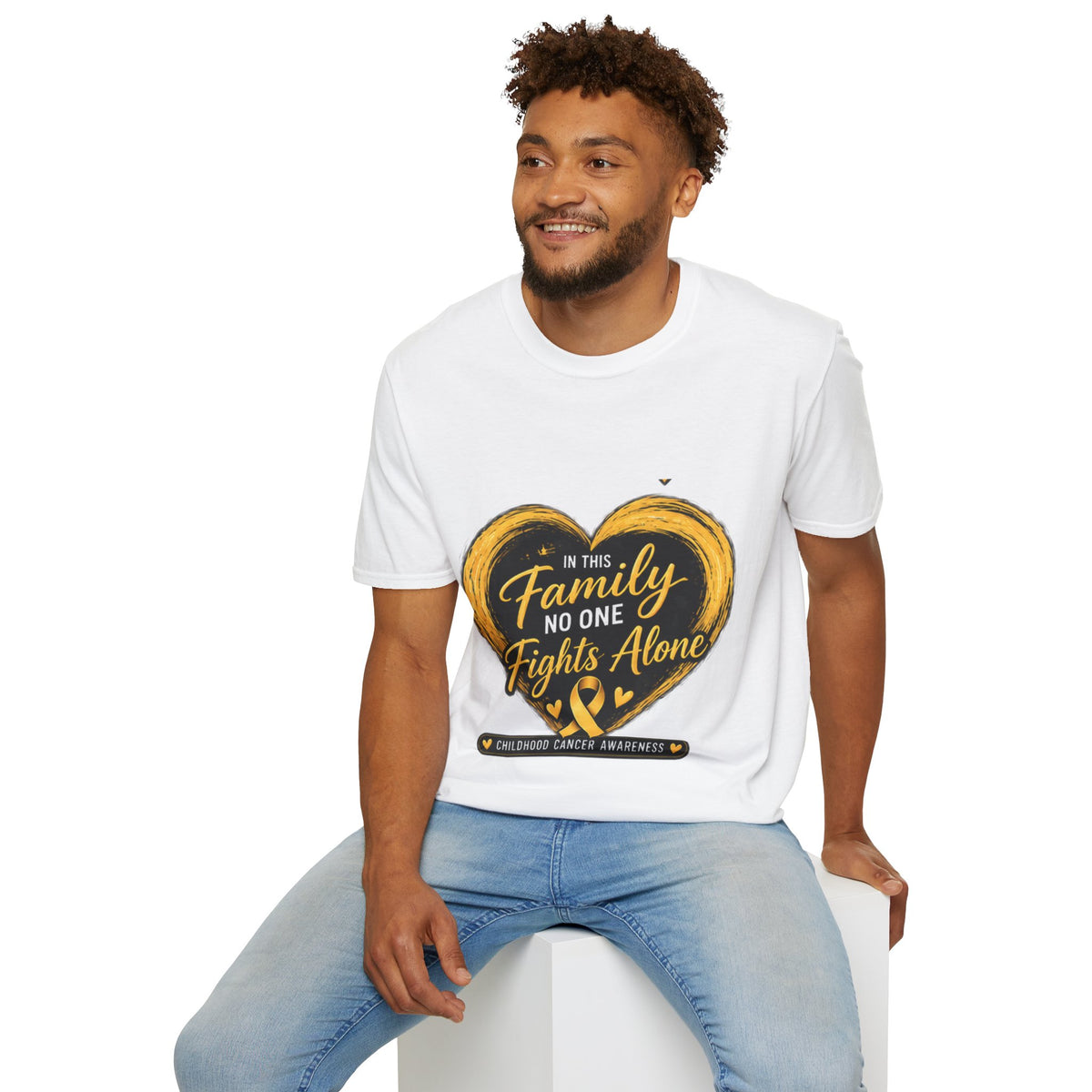 Childhood Cancer Awareness T-Shirt — "In This Family No One Fights Alone"