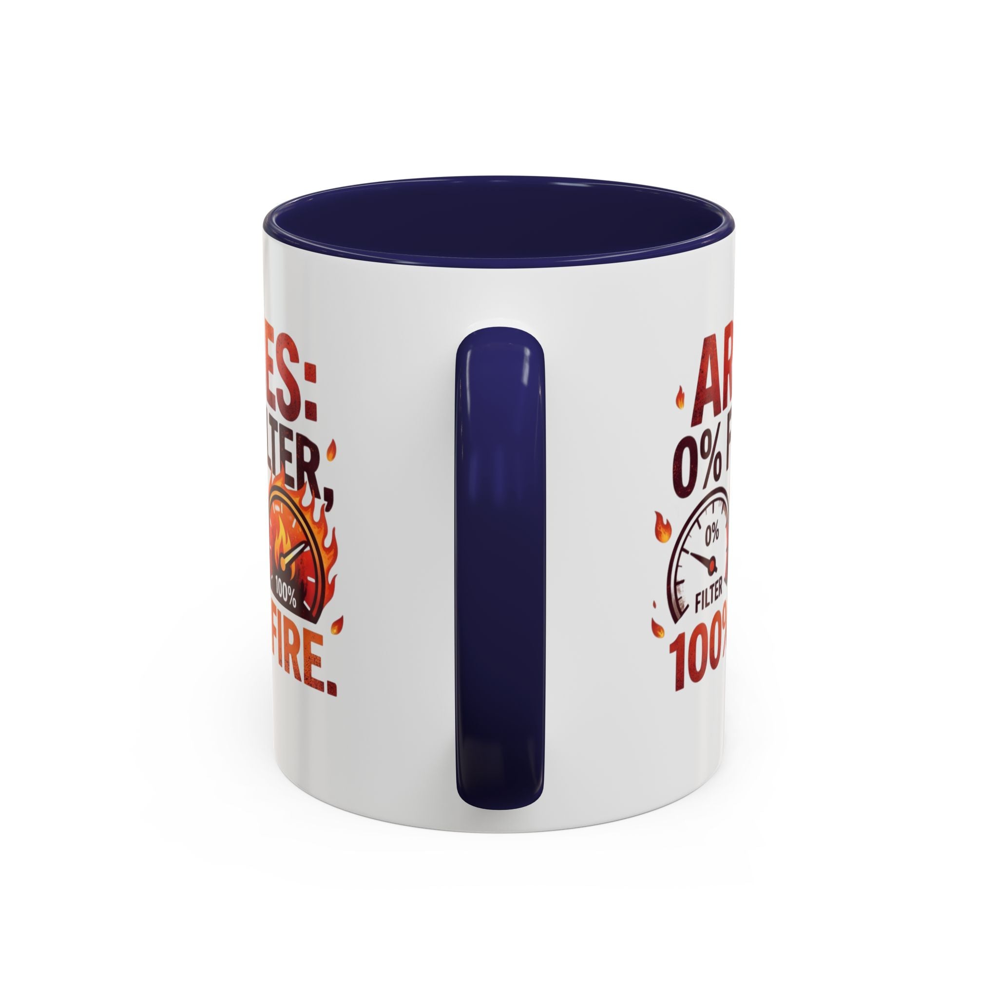 Aries Coffee Mug — "0% Filter, 100% Fire" Zodiac Astrology Mug