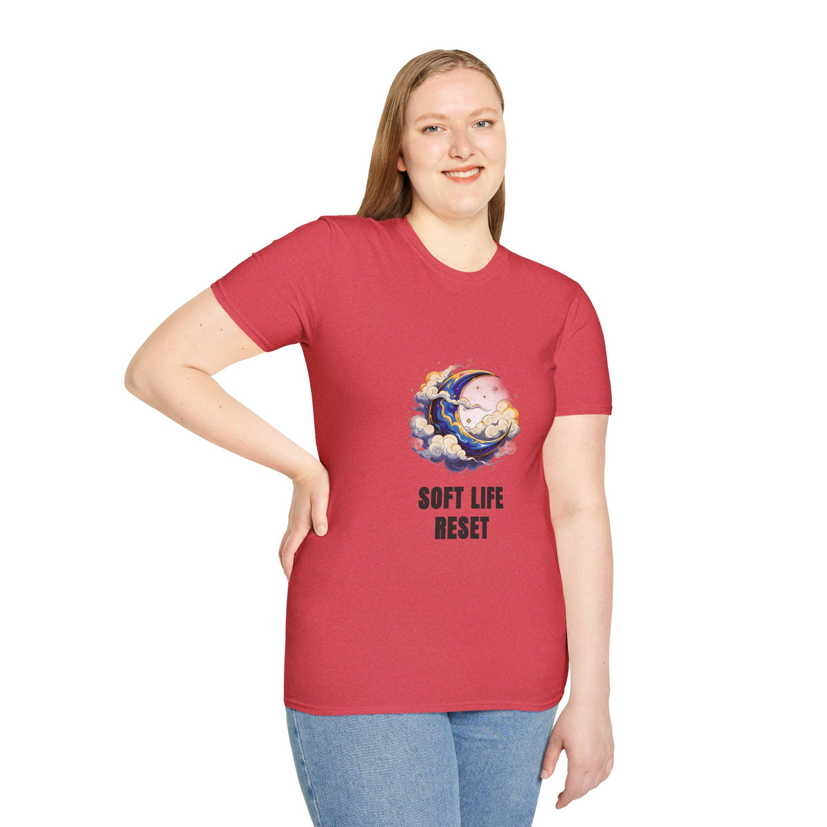 Soft Life Reset T-Shirt — Crescent Moon Cloud Graphic Tee - Trending Now - August 2026