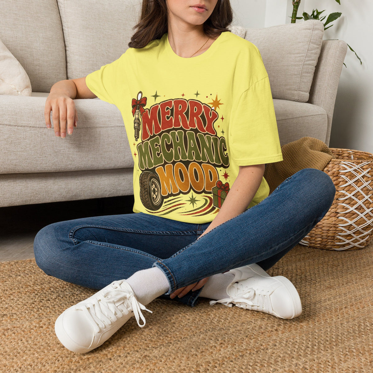 Merry Mechanic Mood T‑Shirt — Retro Holiday Auto Technician Gift