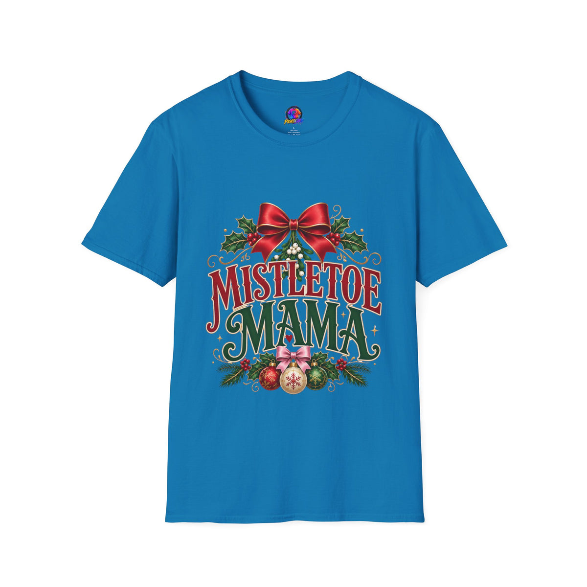 Mistletoe Mama T-Shirt — Festive Christmas Holiday Tee with Bow & Holly