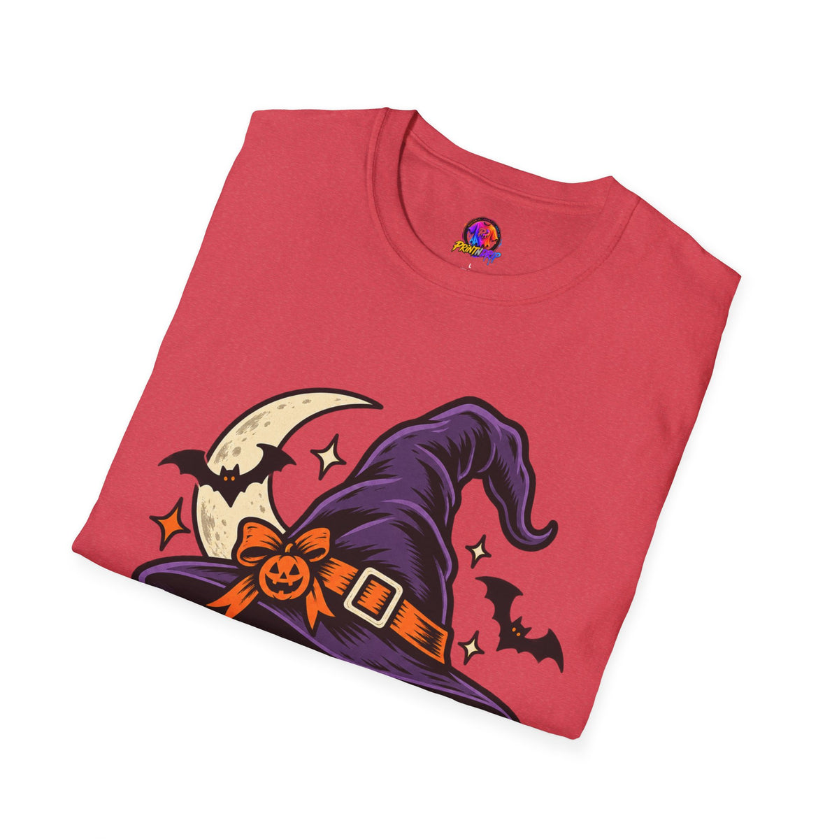 Midnight Mischief Halloween T-Shirt — Witch Hat & Bats Graphic