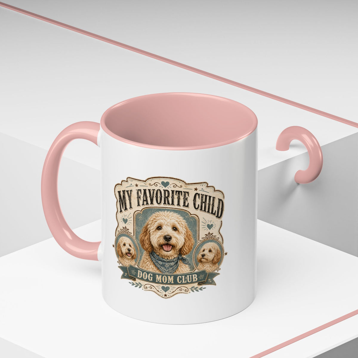 Milo Bailey Dog Dad Mom My Favorite Child Dog Mom Club Accent Coffee Mug – Cute Doodle Dog Mother's Day Gift