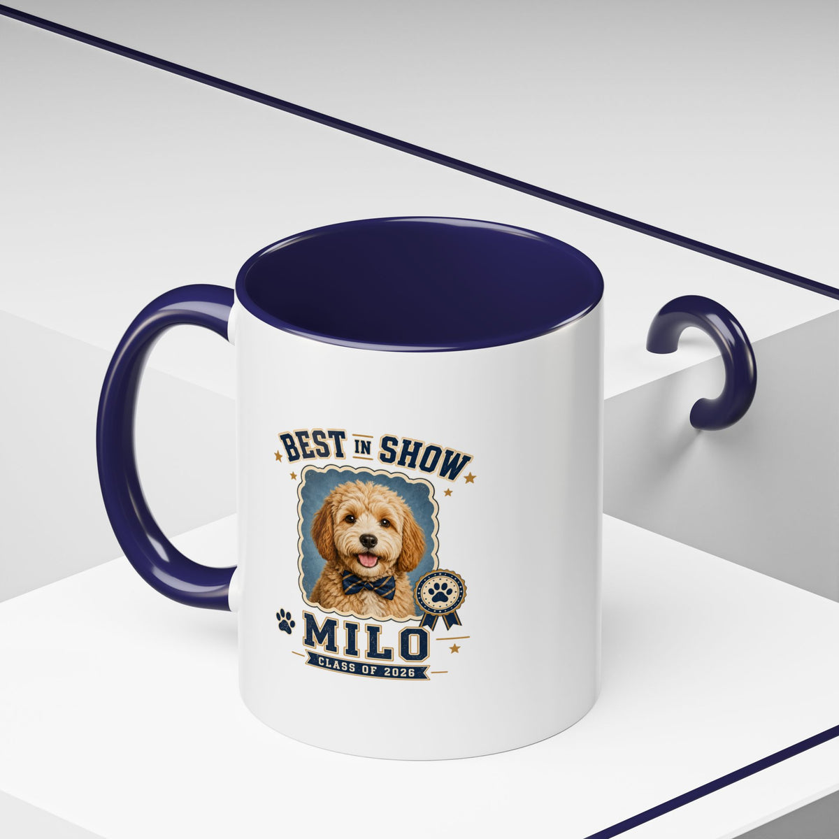Milo Bailey Dog Dad Mom Best in Show Milo Personalized Dog Coffee Mug — Custom Pet Name Accent Mug