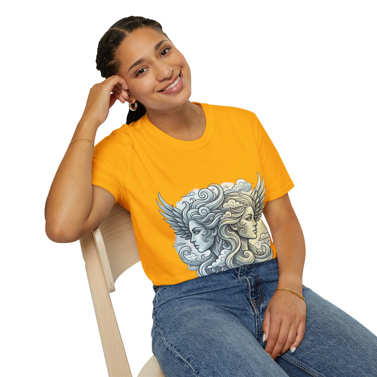 Mythic Moon & Sun Faces T-Shirt — Celestial Duality Graphic Tee