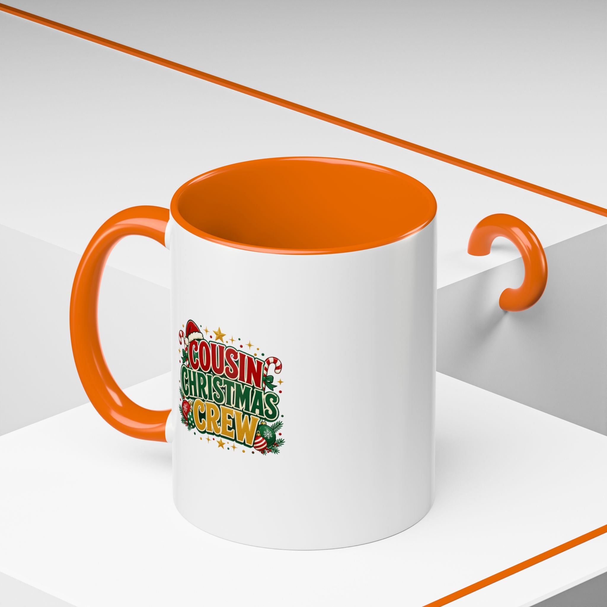 Cousin Christmas Crew Accent Coffee Mug — Holiday Family Christmas Coffee Cup