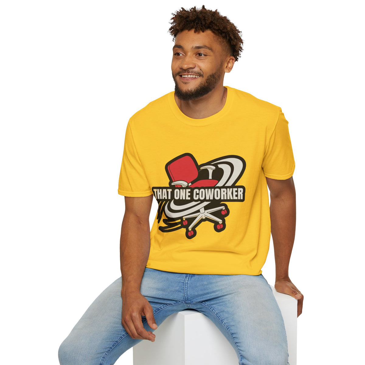 "That One Coworker" Graphic T-Shirt – Funny Office Chair Skateboard Tee - Trending Now - August 2026