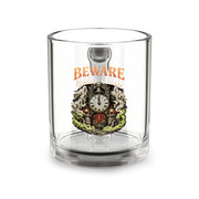 Halloween Glass Mug 10 oz — Beward Midnight Bell Vintage Clock Design (10 oz)
