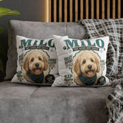 Milo 'The Good Boy Issue' Decorative Dog Pillowcase — Personalized Pet Name Cushion Cover Milo Bailey Dog Dad Mom