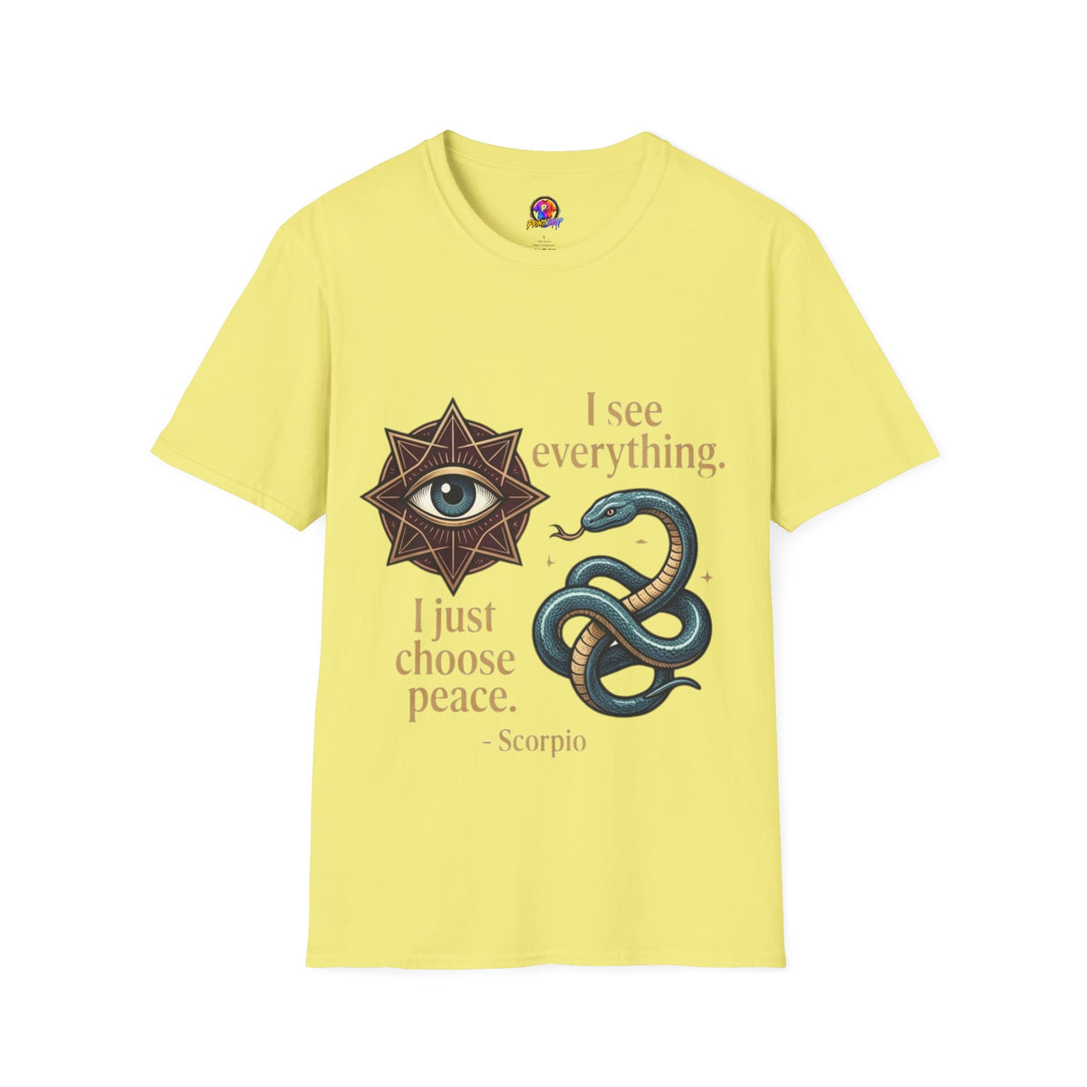 Scorpio “I See Everything” Zodiac T‑Shirt — Astrological Snake & All‑Seeing Eye Design