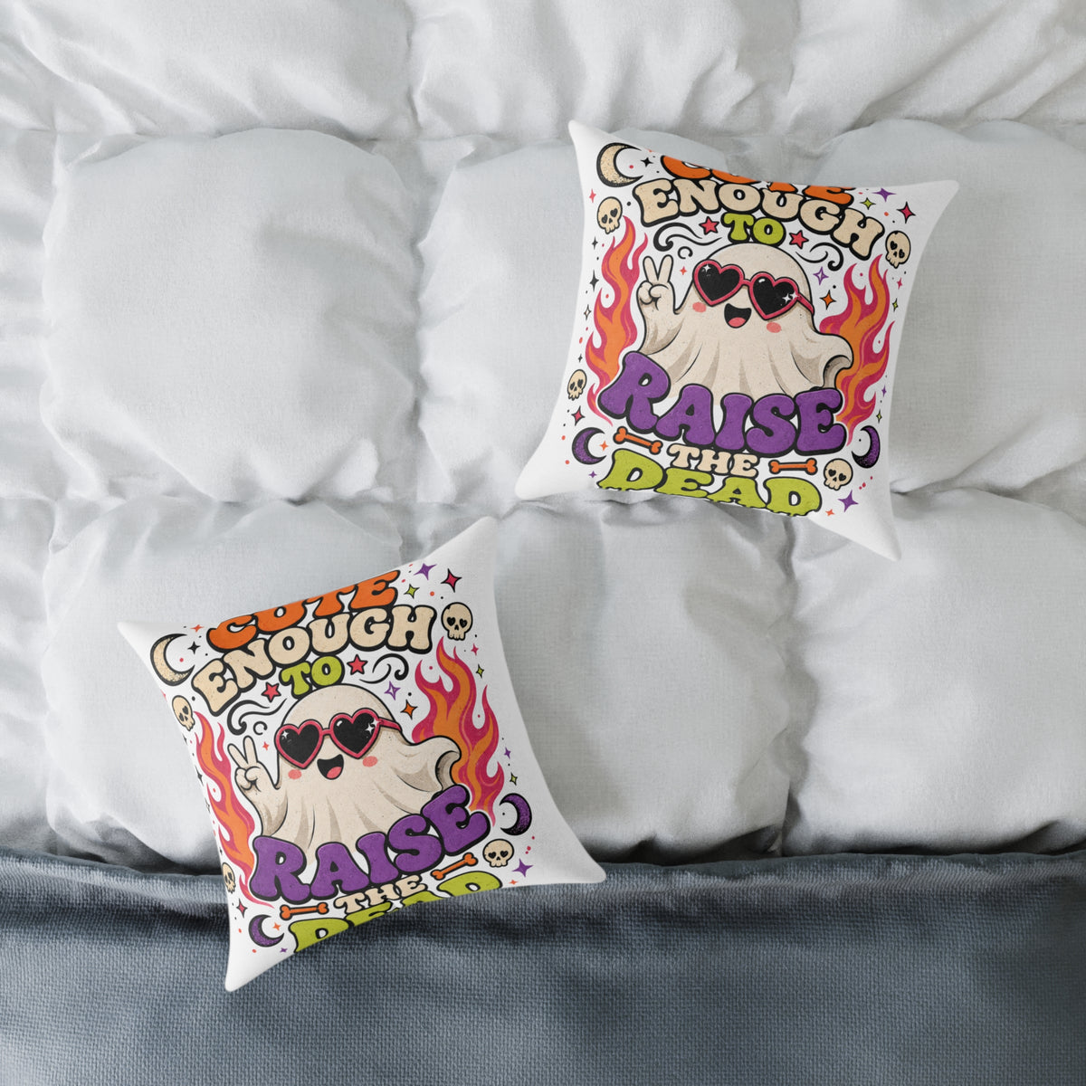 Halloween Pillow — 'Enough to Raise the Dead' Retro Ghost Decorative Throw Pillow