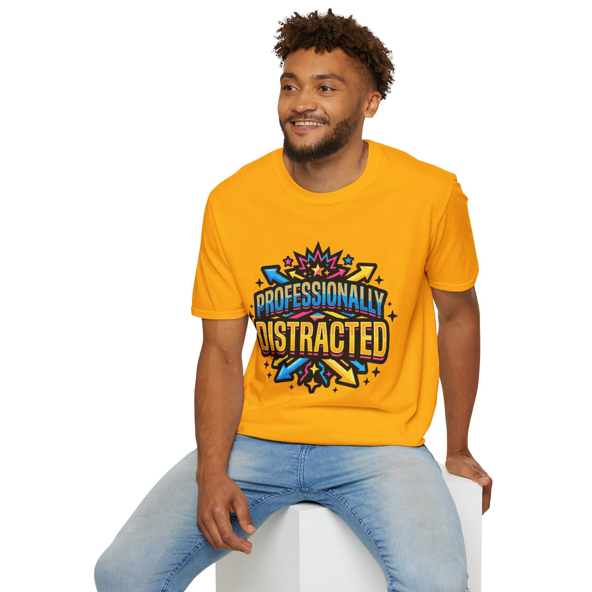 Black T-Shirt with Colorful Carnival 'Unvaccinated' Graphic – Statement Tee for Festivals & Activism - Trending Now - August 2026