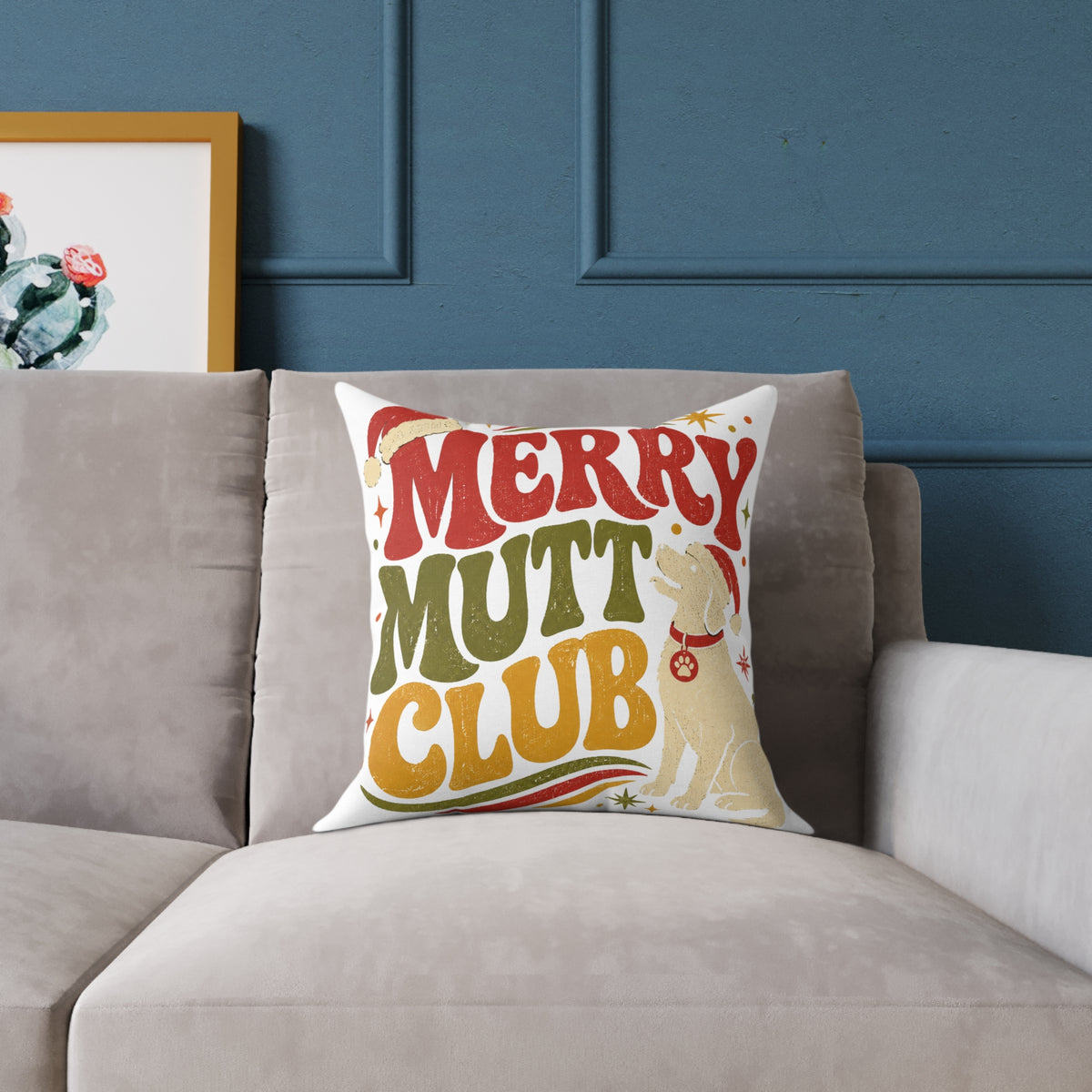 Merry Mutt Club Holiday Modern Day Christmas  Pillow