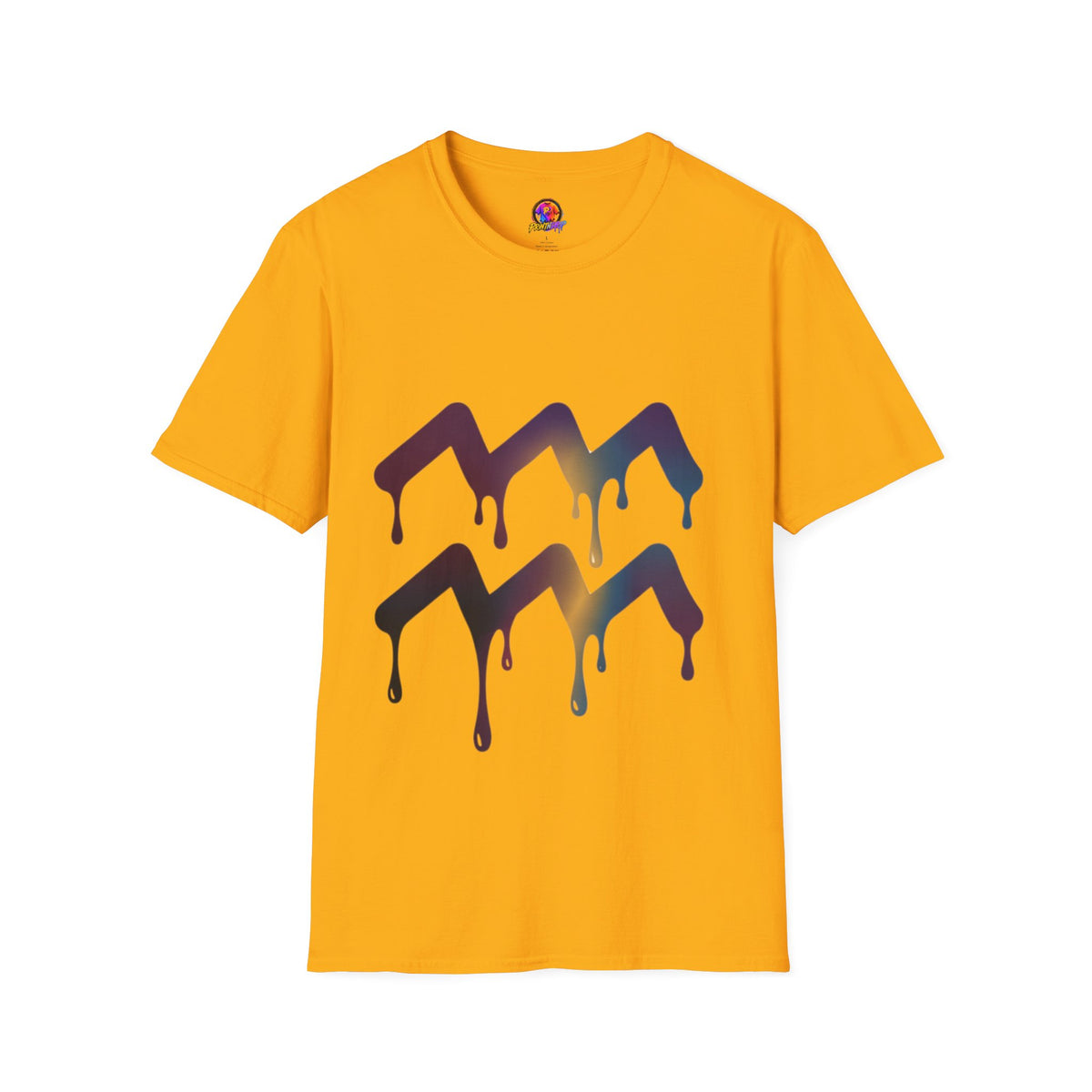 Aquarius Zodiac Dripping Chevron Graphic T-Shirt