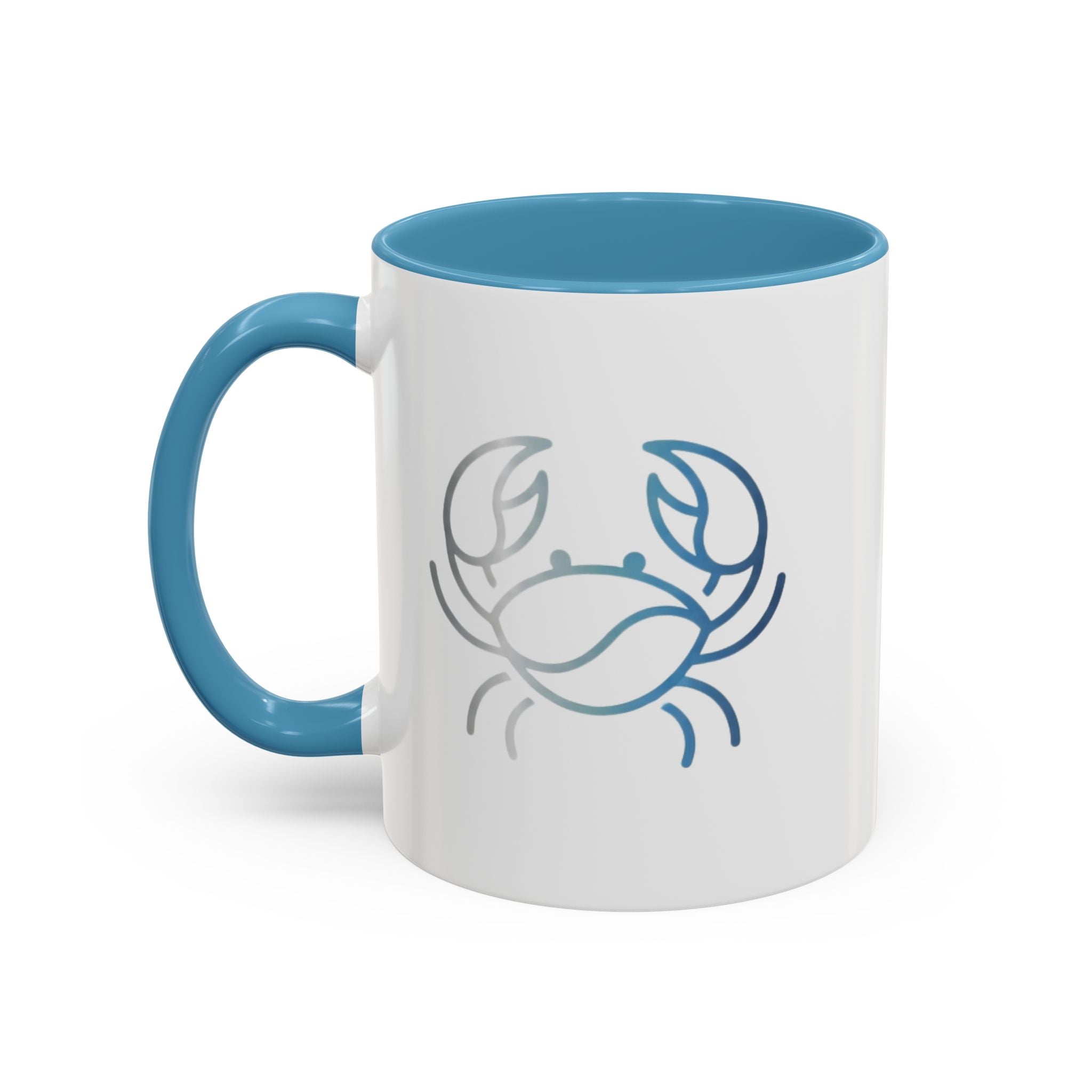 Crab Accent Coffee Mug — Minimal Coastal Zodiac Crab Design