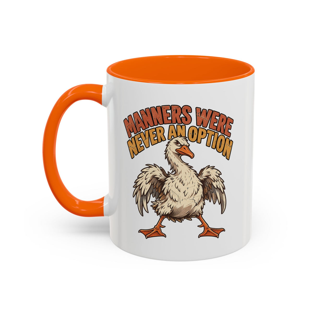 Coffee Mug — "Manners Were Never An Option" Funny Rude Chicken Accent Mug