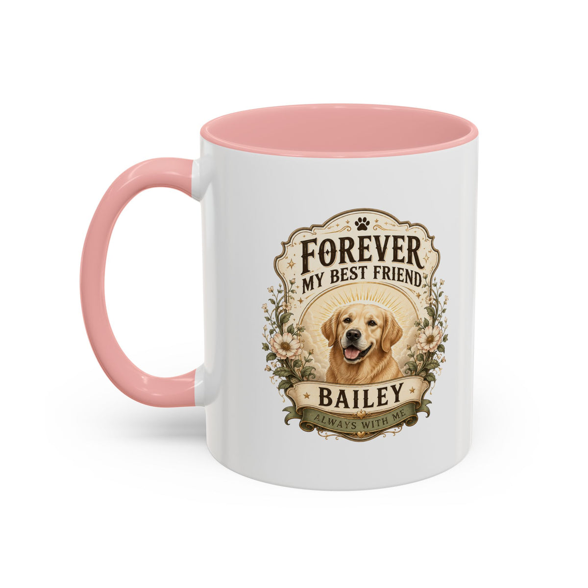 Milo Bailey Dog Dad Mom Forever My Best Friend Dog Coffee Mug — Personalized Pet Name Golden Retriever Accent Mug