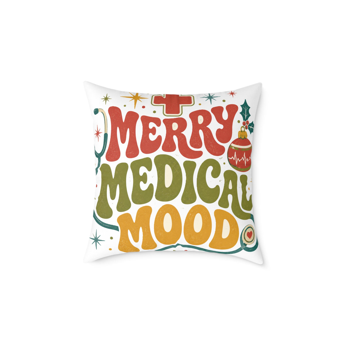 Merry Medical Mood Holiday Modern Day Christmas Throw Pillow