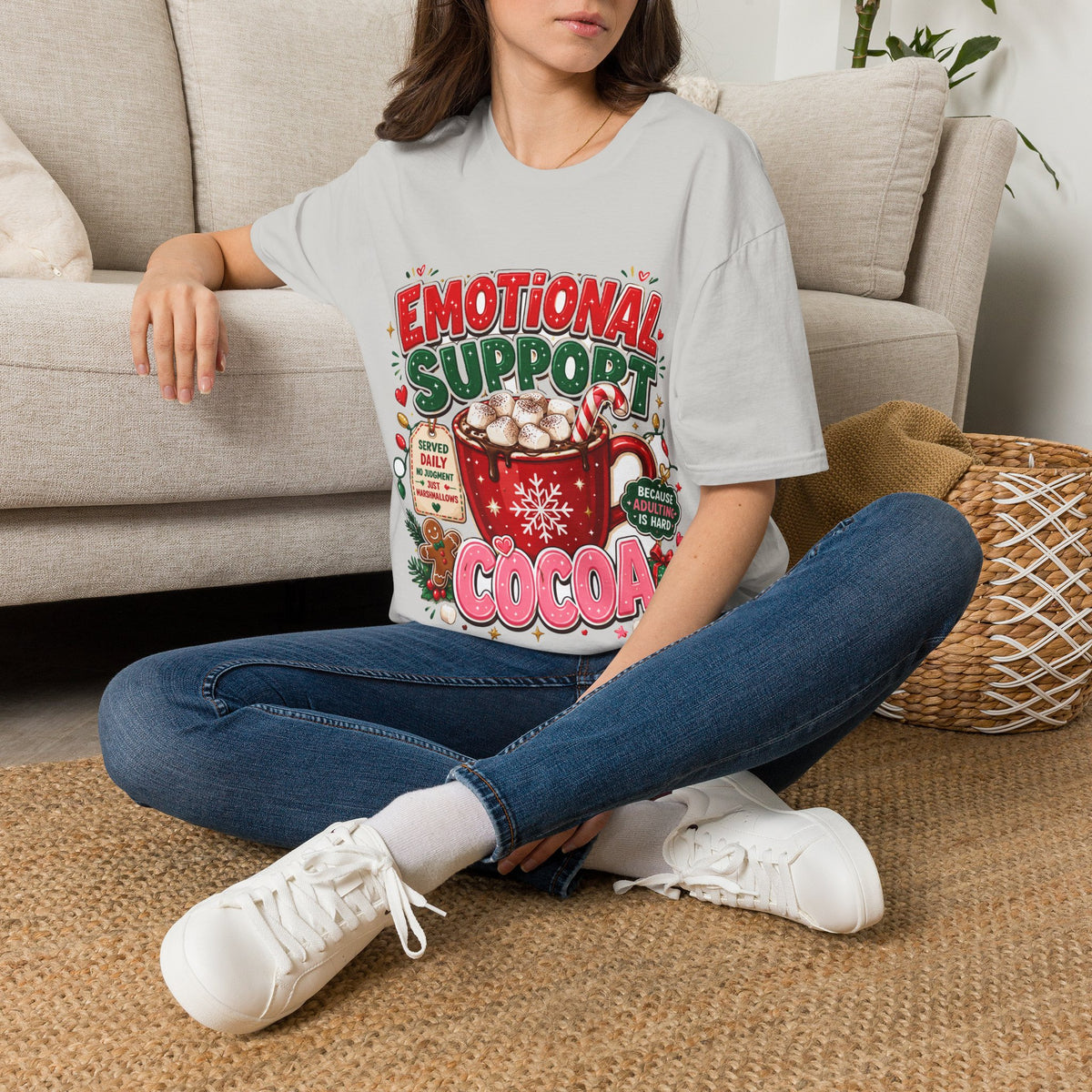 Emotional Support Cocoa T-Shirt — Holiday Hot Chocolate Graphic Tee