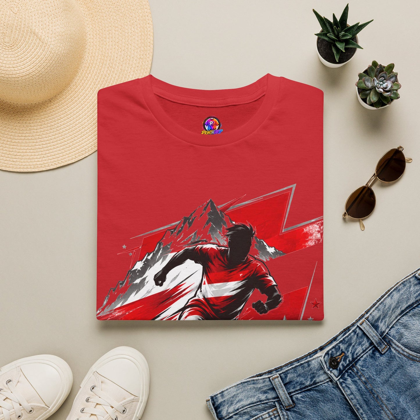 Austria  Alpine Charge Soccer T-Shirt — Mountain Football Graphic Tee -