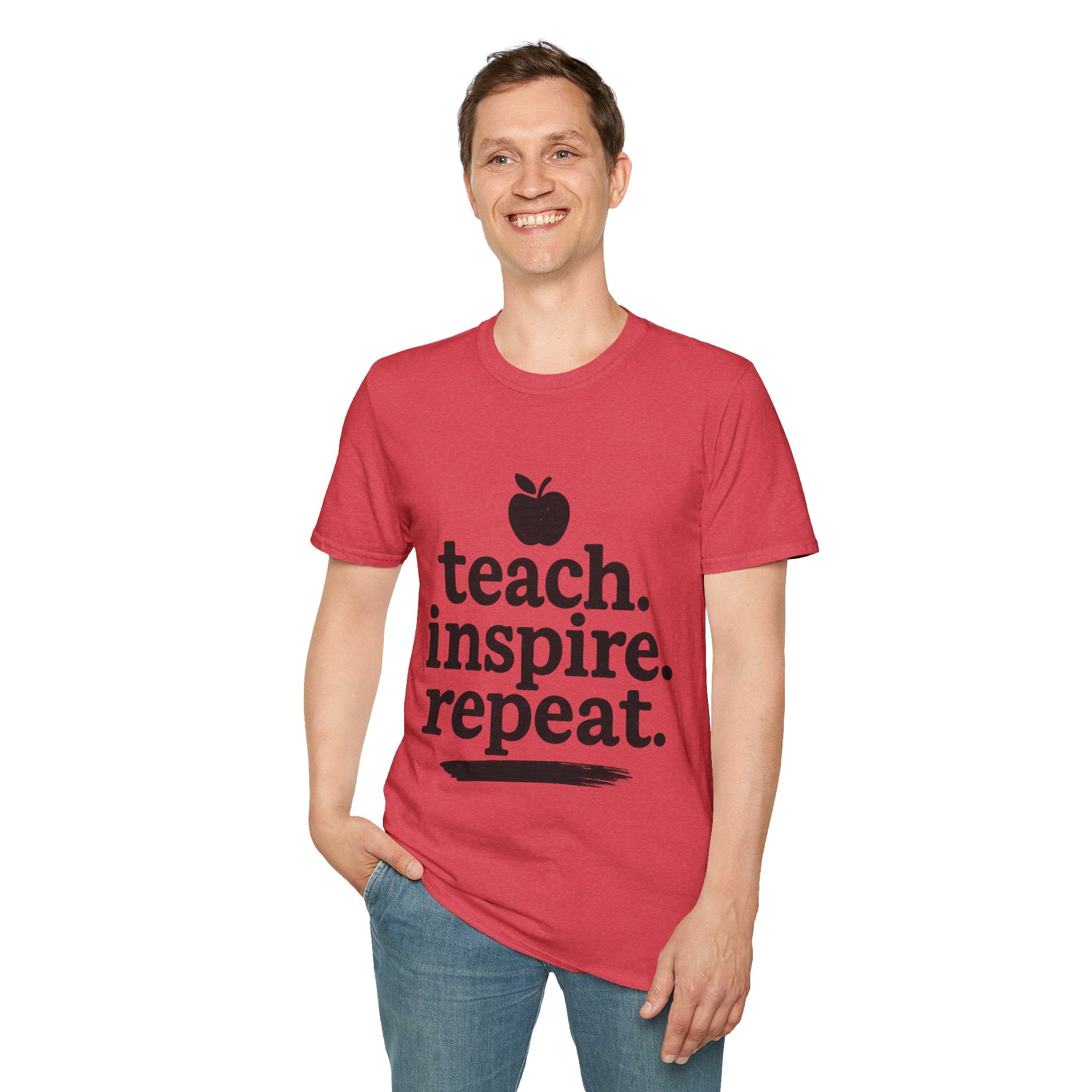 Teach. Inspire. Repeat. T‑Shirt — Teacher Apple Graphic Tee - Trending Now - August 2026 Trends - Everyday T-Shirt