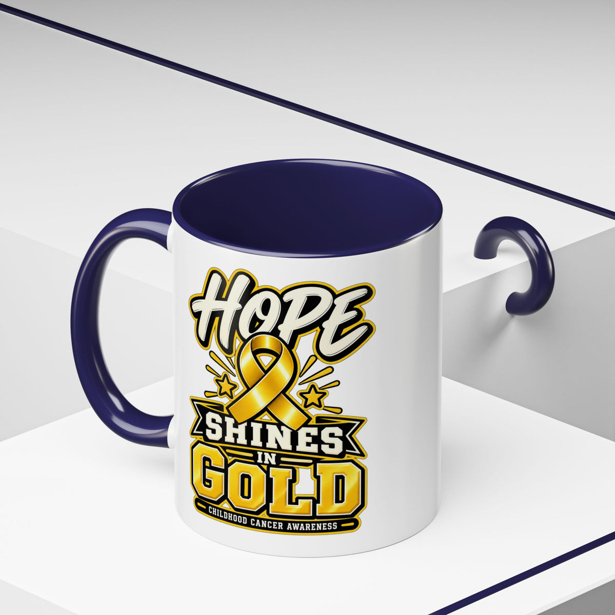Hope Shines in Gold Coffee Mug — Childhood Cancer Awareness Accent Mug